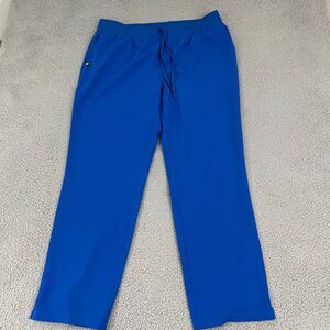 JAANUU Scrub Pants Women XL Blue Healthcare Workwear Pull On Drawstring